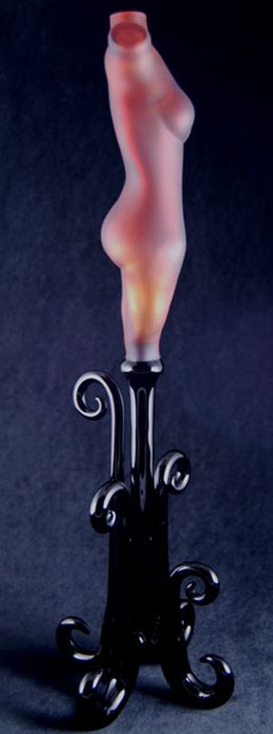 amber torso vase glass sculpture