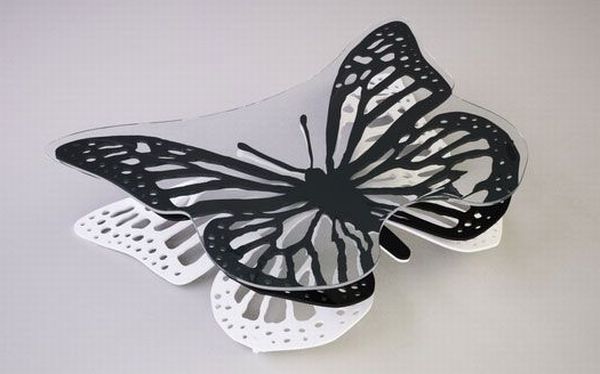 Black White Butterfly Coffee Table by Gamolov Svilen