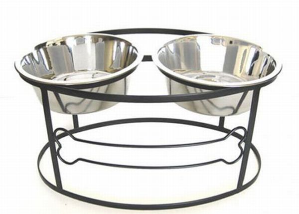 Bone Double Elevated Dog Bowl