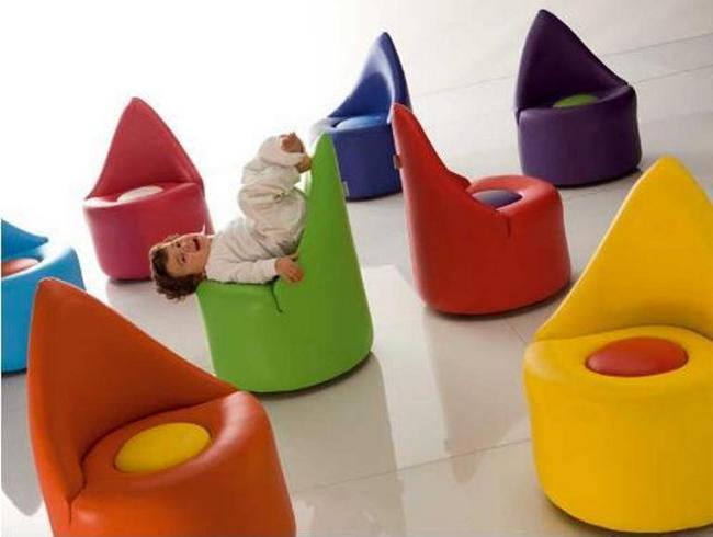 Bright and colorful unique shaped seats