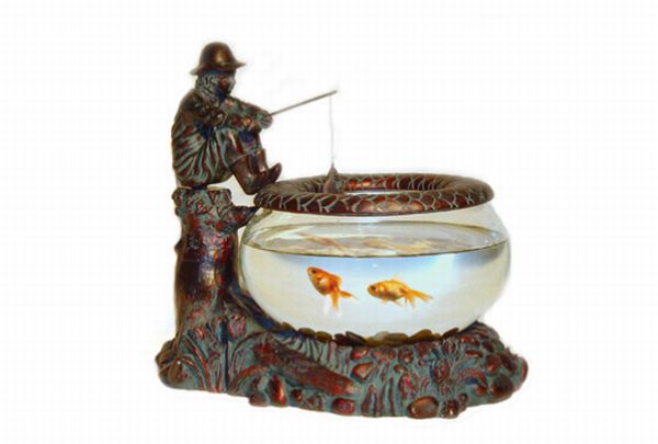 Bronze Little Fisherman Fish Bowl