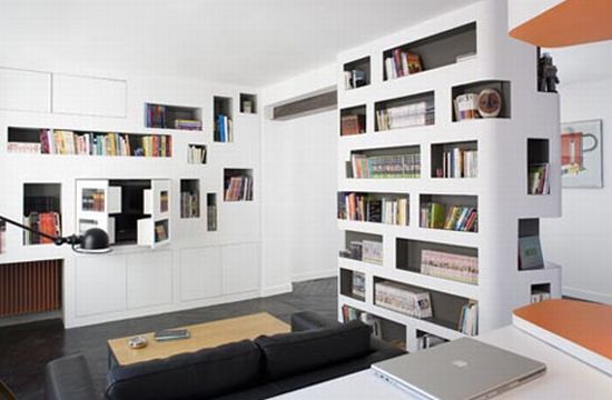 built in living room shelves