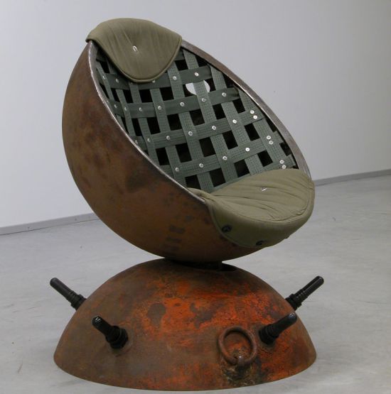 chair made of naval mine shell