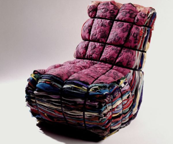 Chair from reused clothing