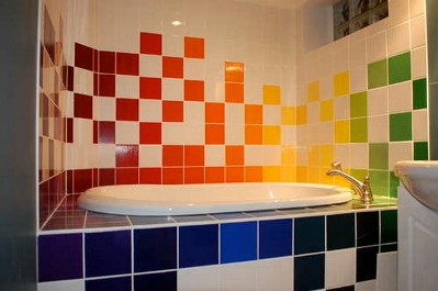 Colorful bathroom tiles