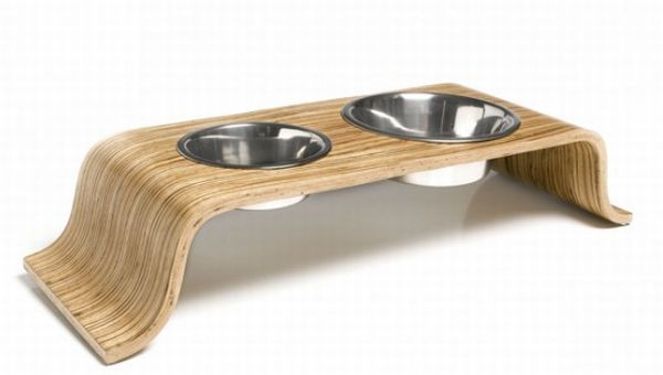 Dog Bowls Made of Zebrawood Veneer