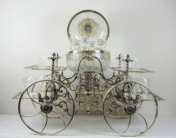 Exquisite Silver and Crystal Bar Trolley