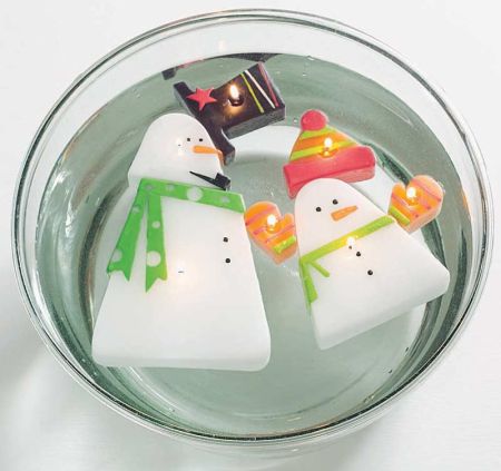 floating snowman candles