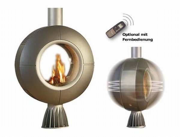 functional rotating fireplace by spartherm