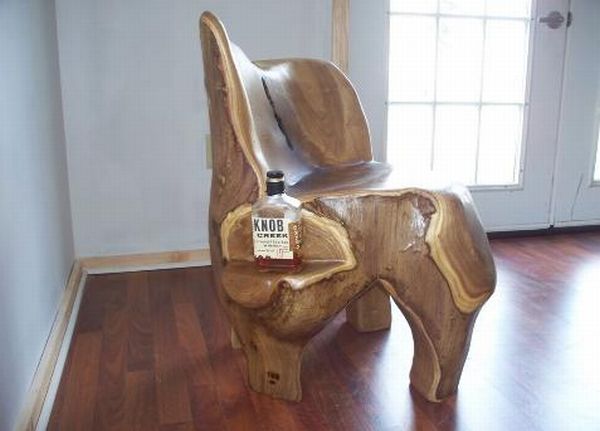 Furniture carved out of tree trunks