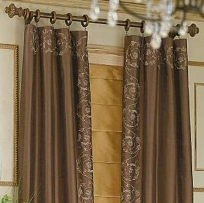 JCPenney La Scala FLORAL SILK Pole Top Rod Pocket LINED PANEL Curtain 