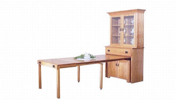 Mission Hutch With Pull-Out Table