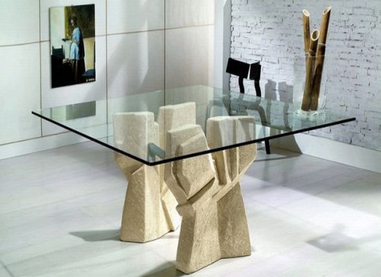 modern dining table with stone base vicenza shapes