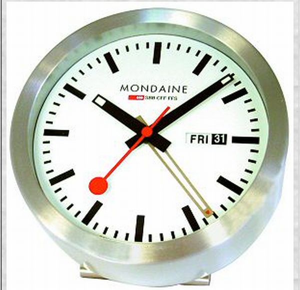 Mondaine Mini Day/Date Alarm Clock #A993MCAL16SBB