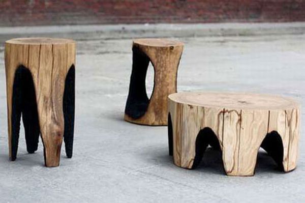 Outdoor Burned Wooden Furniture