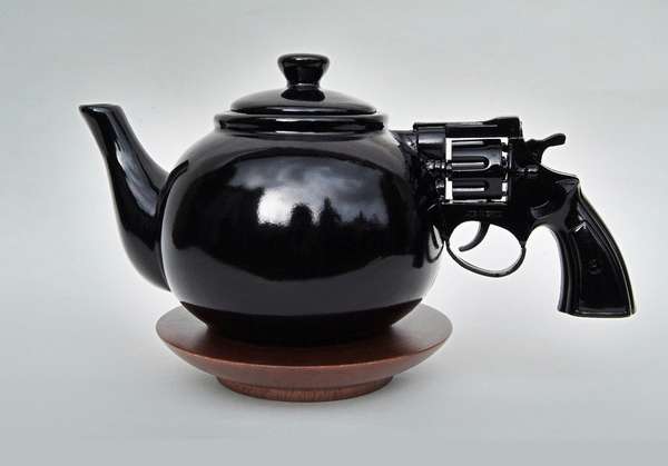 Pistol handled teapot