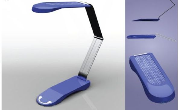 Portable solar powered desktop lamp