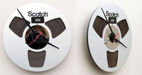recycled magnetic tape reel clock 1