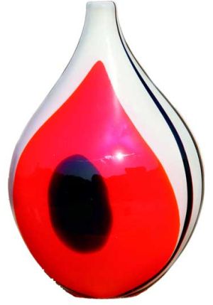 red eye drop vase