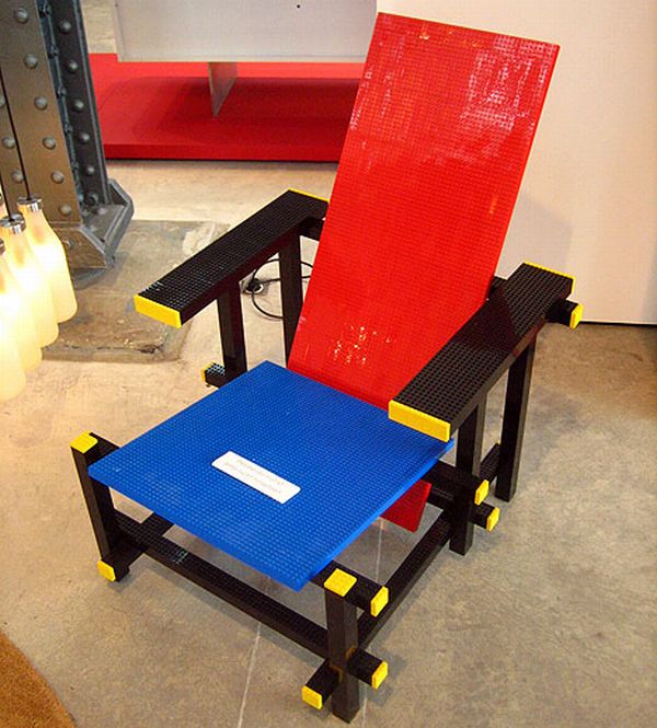 Red blue lego chair