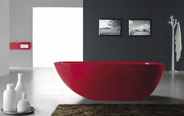 Red Freestanding Bathtub