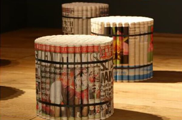 Rolled Newspaper Stool