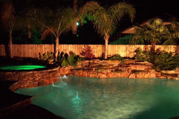 simple white incandescent pool lights