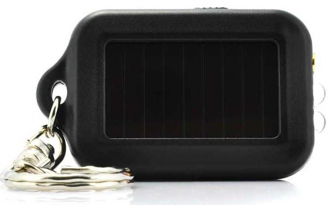 Solar Powered Laser Pointer LED Flashlight Keychain
