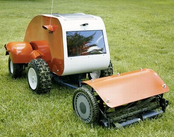 Solar-powered lawn mowers
