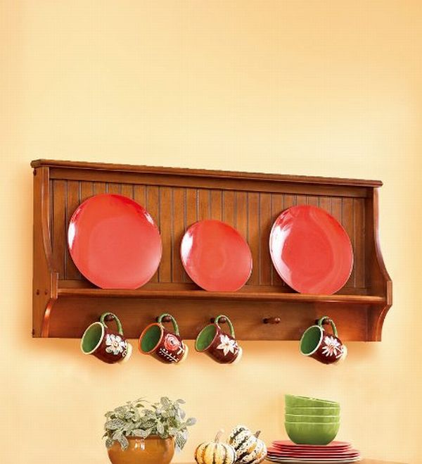 Solid Wood Harvest Plate and Cup Display Rack