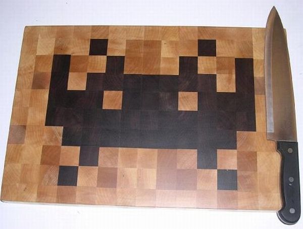 Space Invader Cutting Board