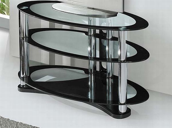 TV Stand with Glass Oval Shelving