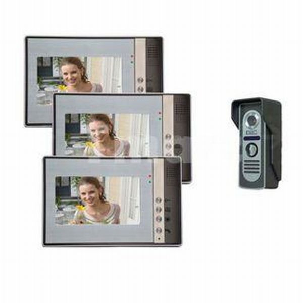 Video Door Phone Intercom with 3 Monitors