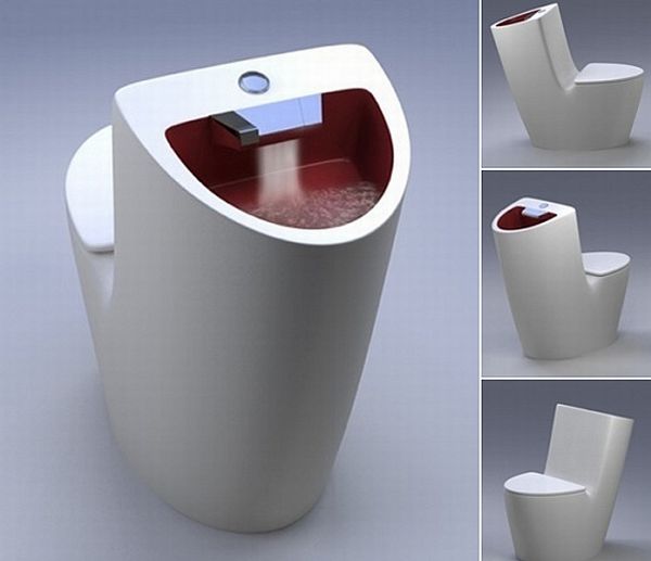 Toilets with built-in washbasins