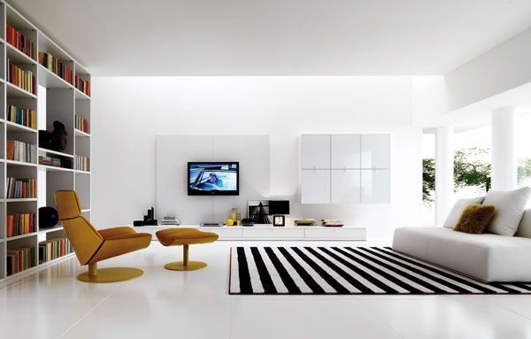 White and black living room