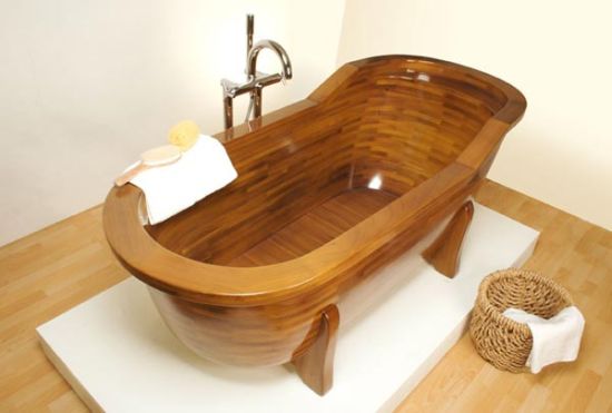 wood bathtub