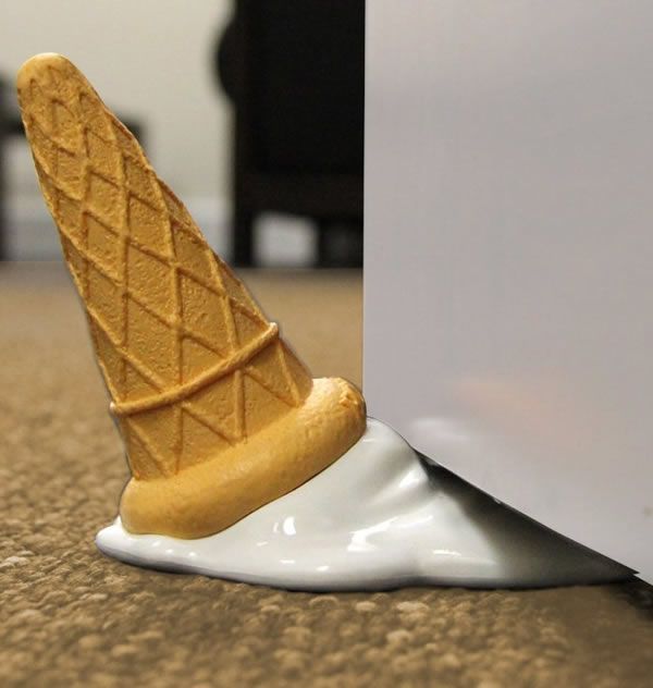 Ice-cream cone with melting ice cream