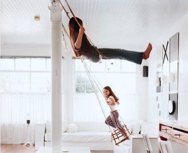 Rope swing in a room for kids