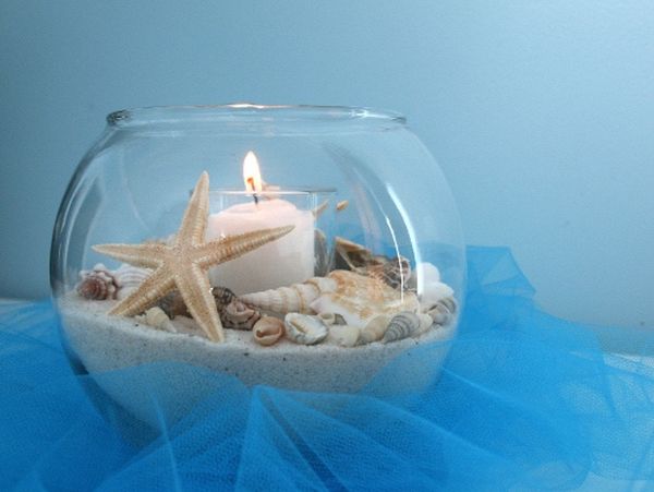 seashells and sand items decoration