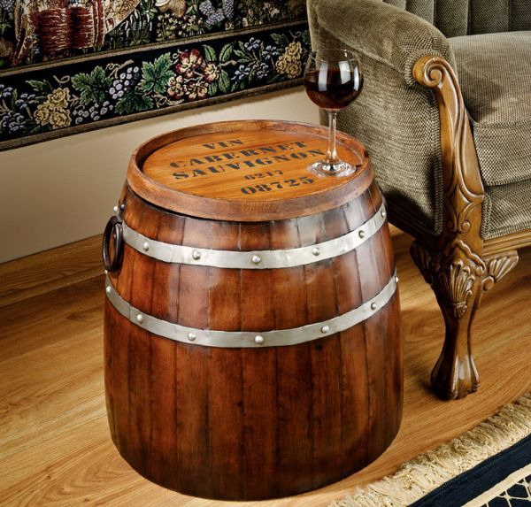 French Wine Barrel Side Table