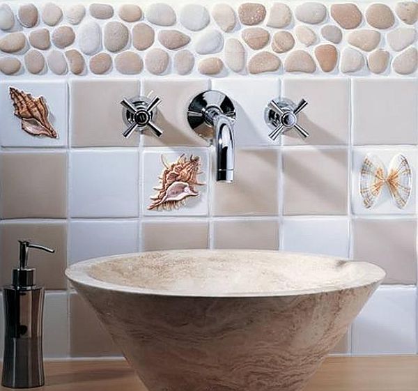 shells decor in bathroom