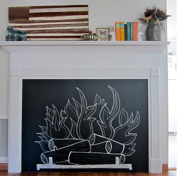 Fireplace chalkboard