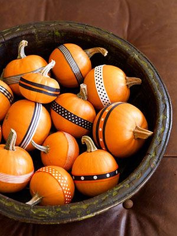 wrap double stick patterned tapes around the pumpkins