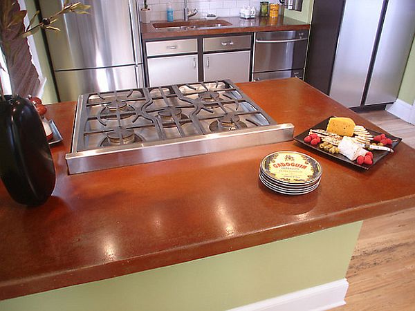 Poured concrete Kitchen countertops