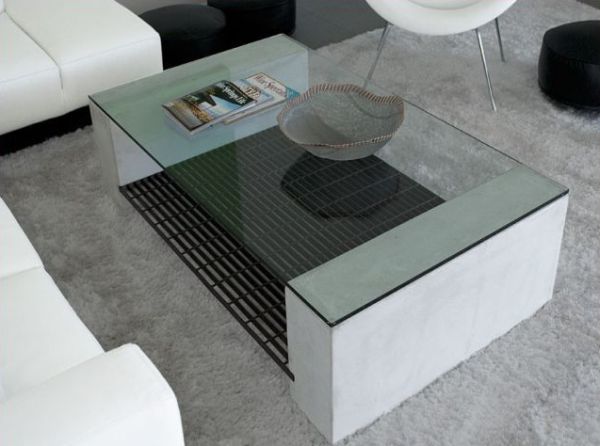 Glass and concrete table