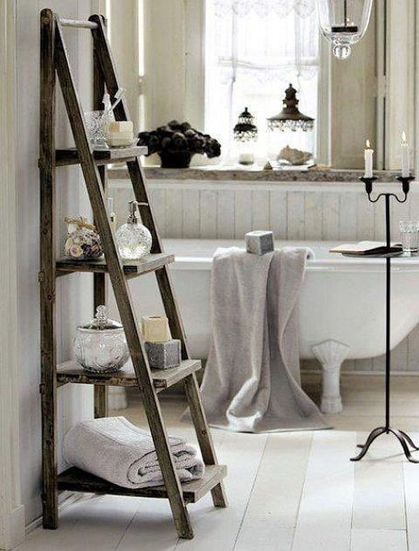 triangular shelves in bathroom