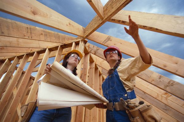 Construction Workers Looking at Roof