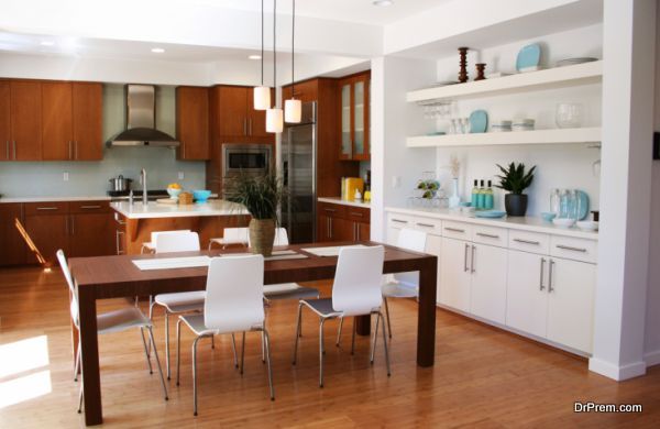 Modern kitchen and dining area