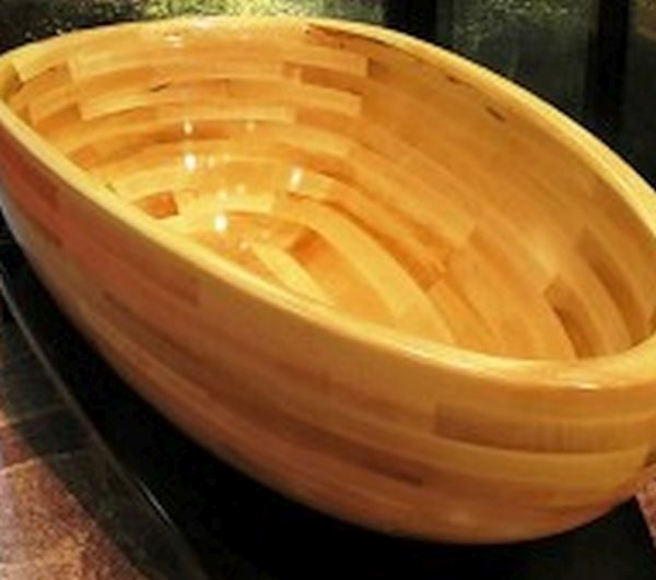 Oval wooden bathtub