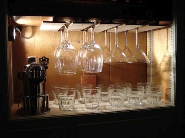 Hidden wine glass rack